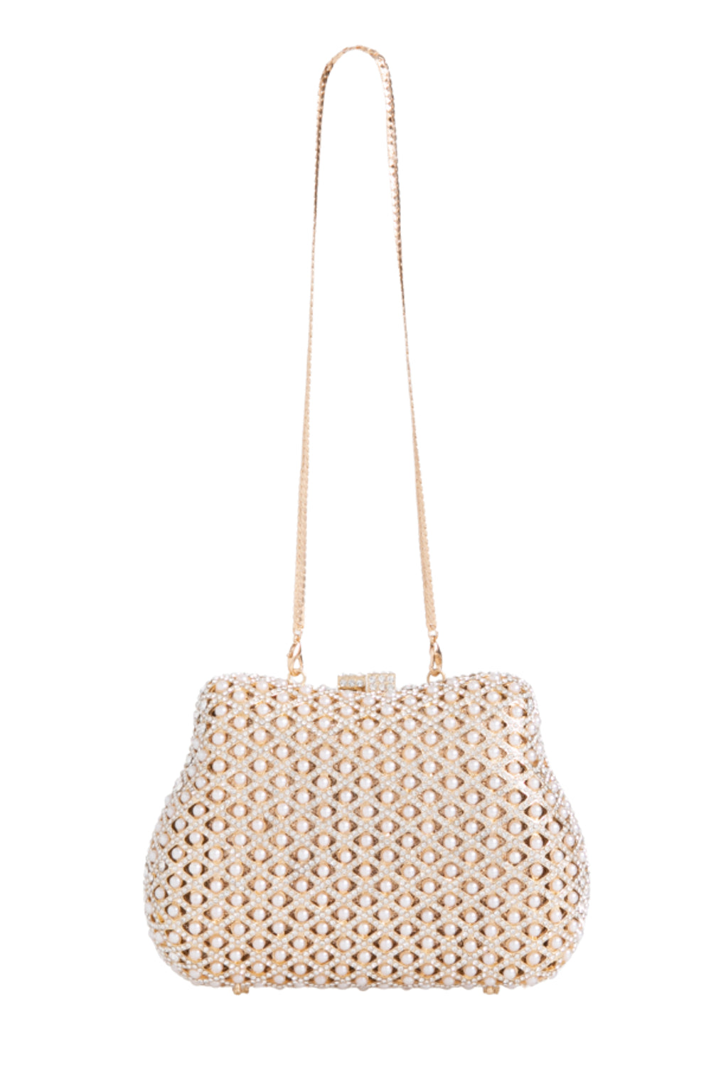 Gold Crystal Embellished Evening Bag Aftershock London