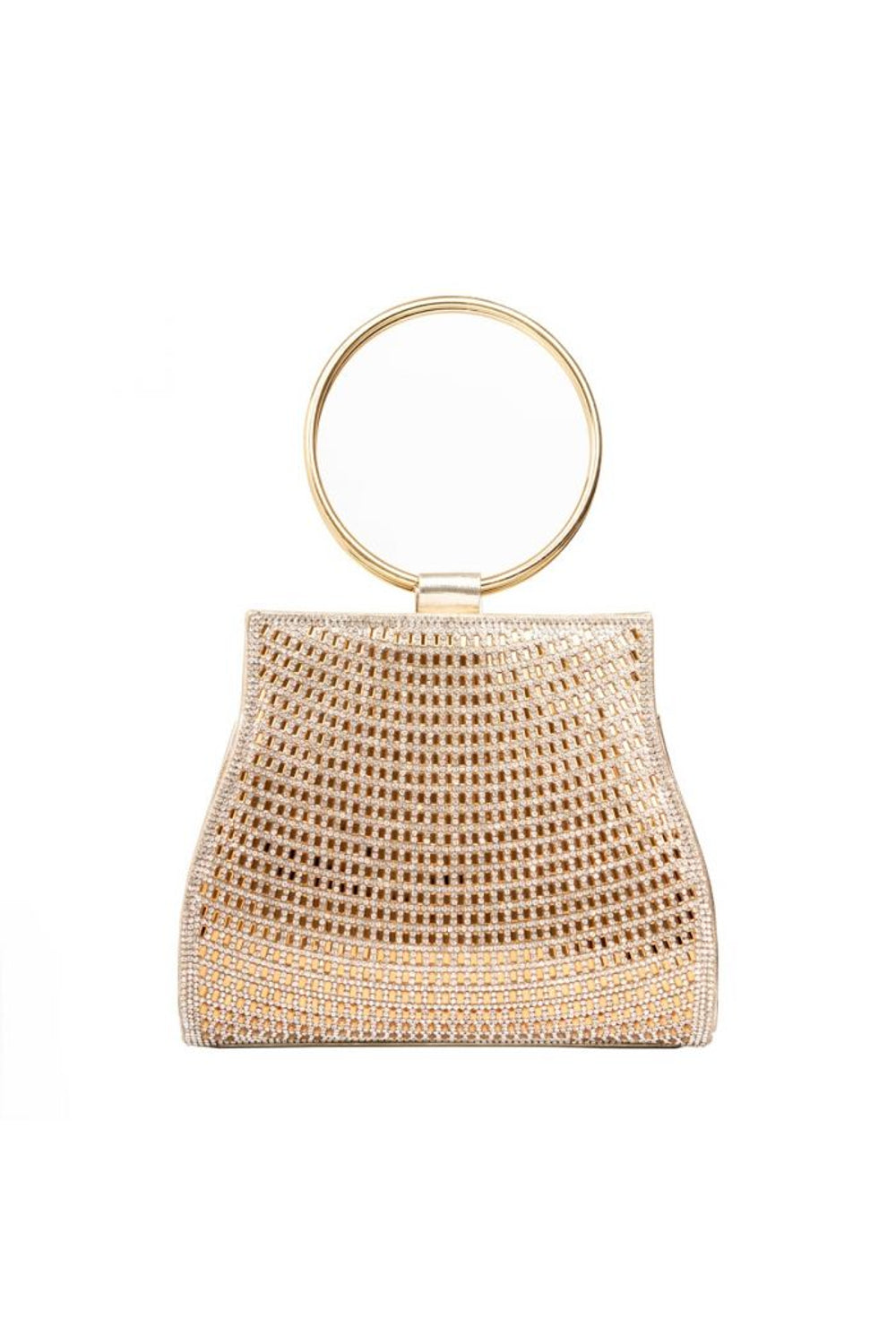 Gold Diamante Clutch Bag with Top Handles Aftershock London