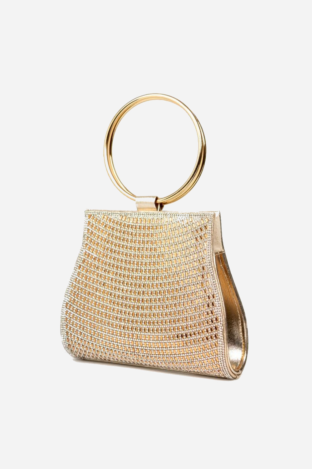 Gold Diamante Clutch Bag with Top Handles Aftershock London