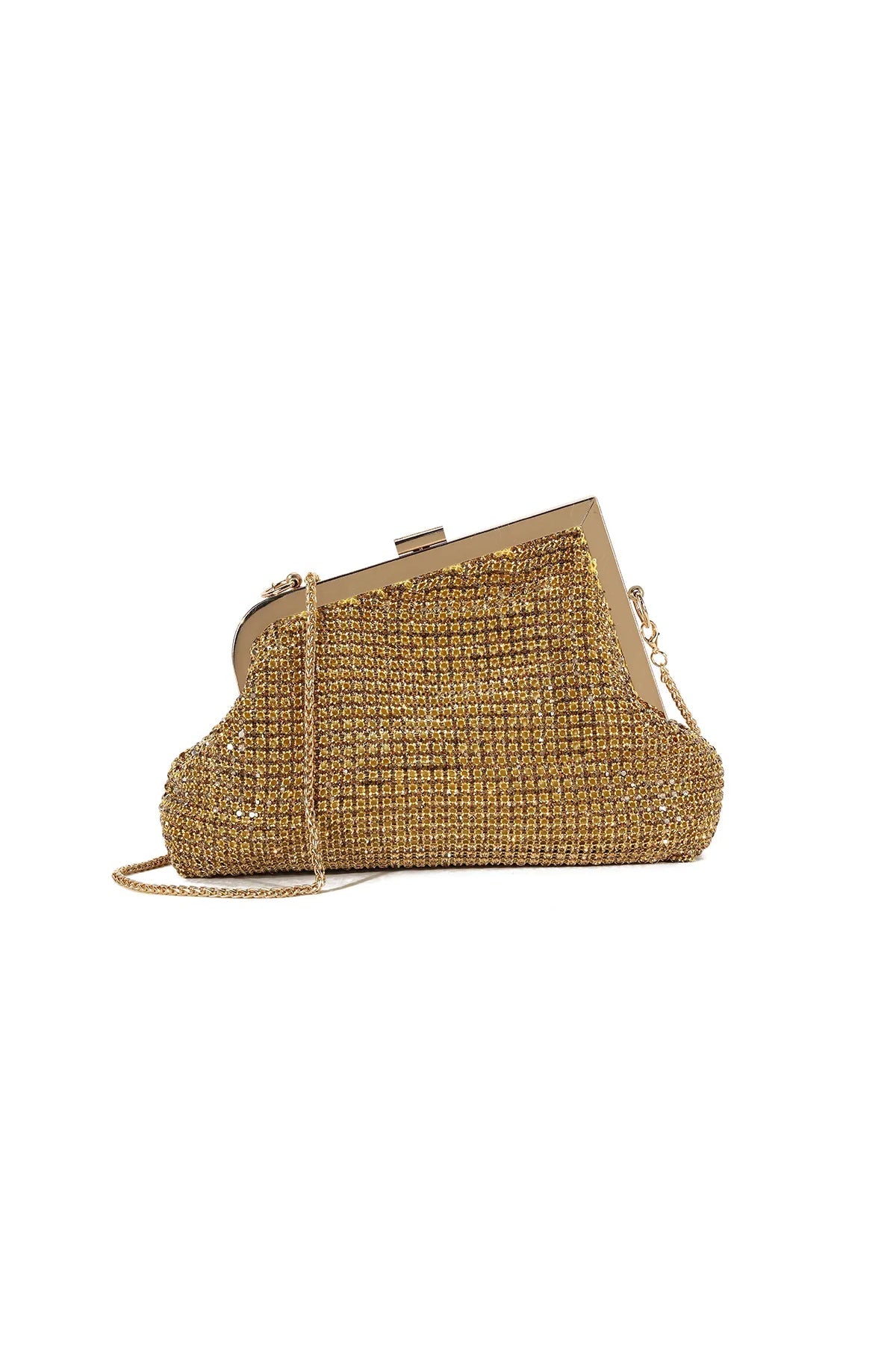 Gold Diamante Asymmetric Evening Bag Aftershock London