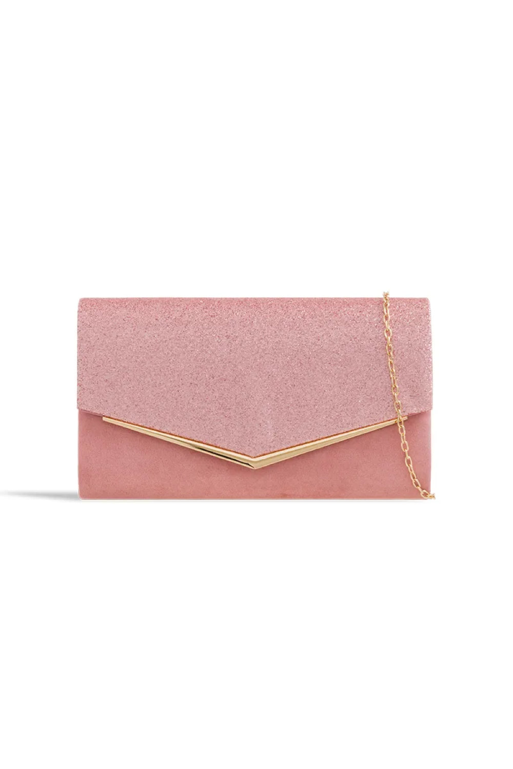 Blush Glitter Envelope Clutch Bag Aftershock London