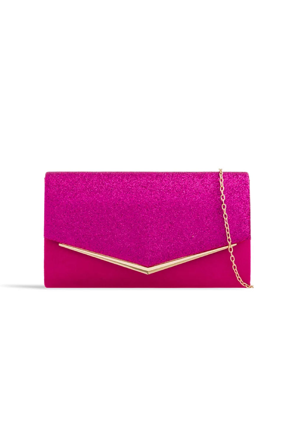 Fuchsia Glitter Envelope Clutch Bag Aftershock London