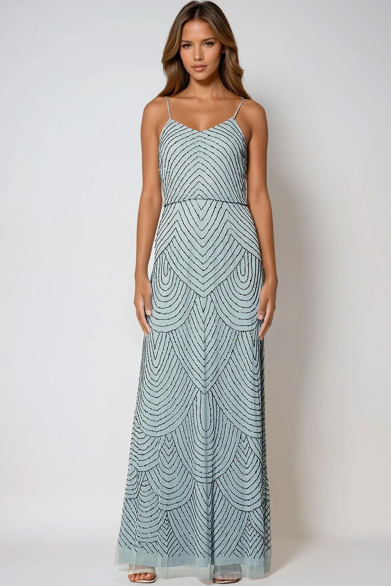 Blue Cami Embellished Maxi Dress Aftershock London