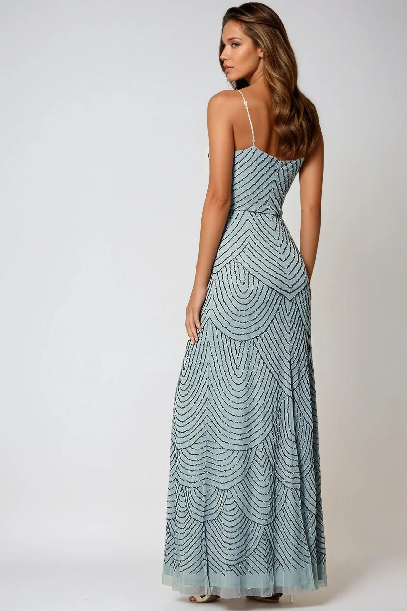 Blue Cami Embellished Maxi Dress Aftershock London
