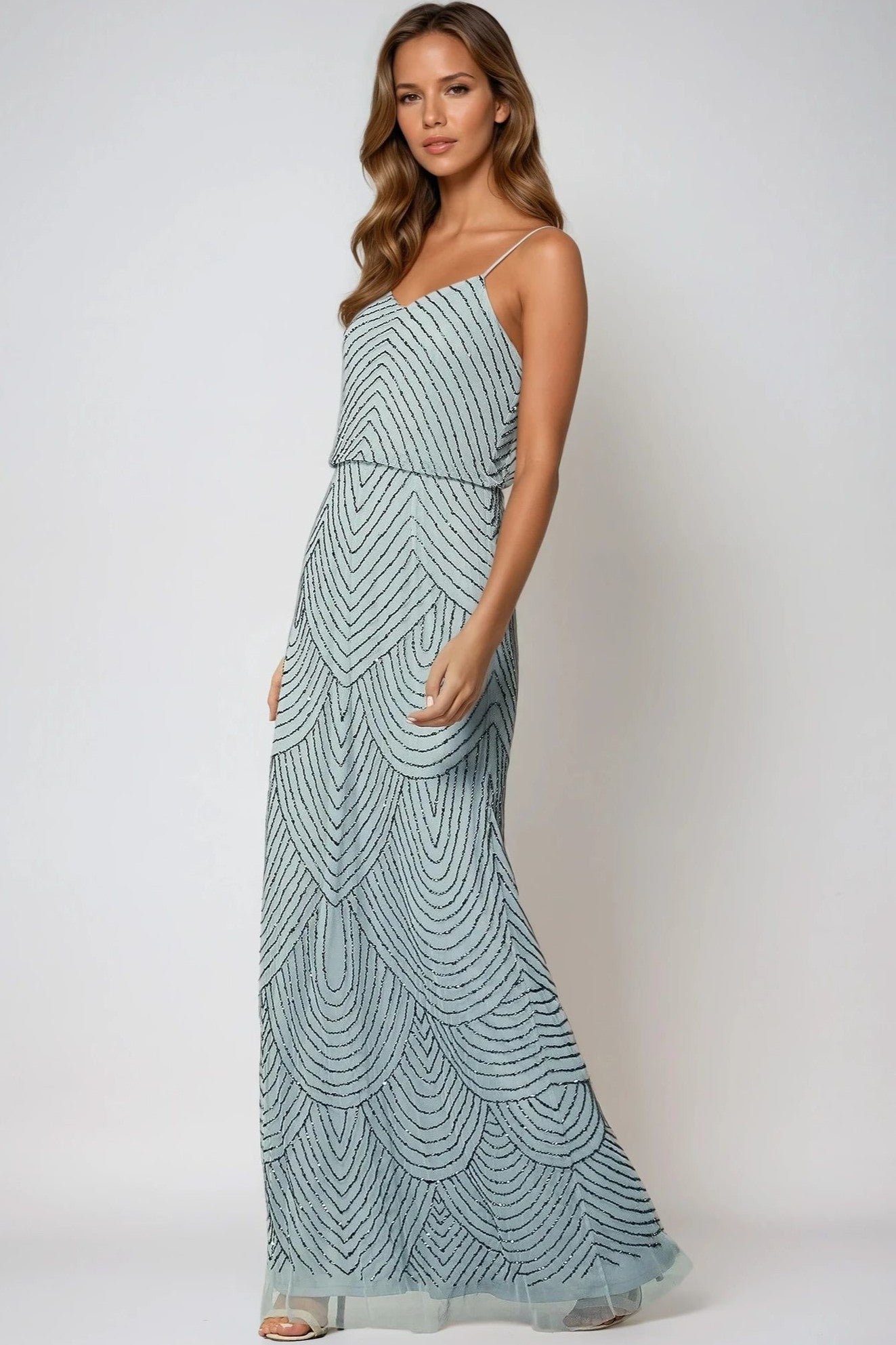 Blue Cami Embellished Maxi Dress Aftershock London