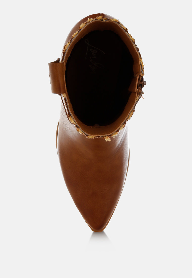 Big Mood Raffia & Faux Leather Cowboy Boots London Rag