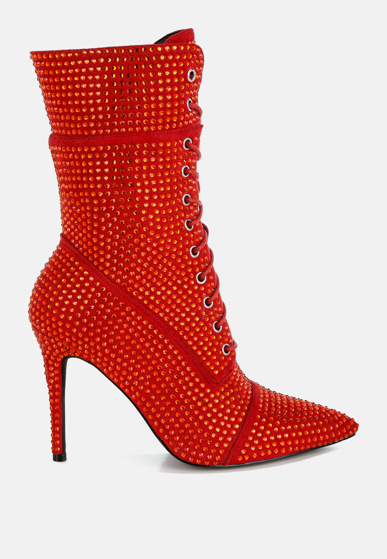 Bitetto Rhinestones Embellished Calf Boots-0