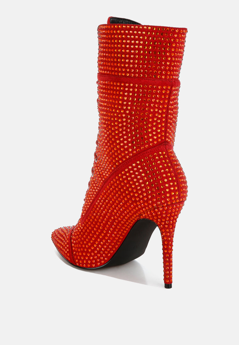 Bitetto Rhinestones Embellished Calf Boots-3