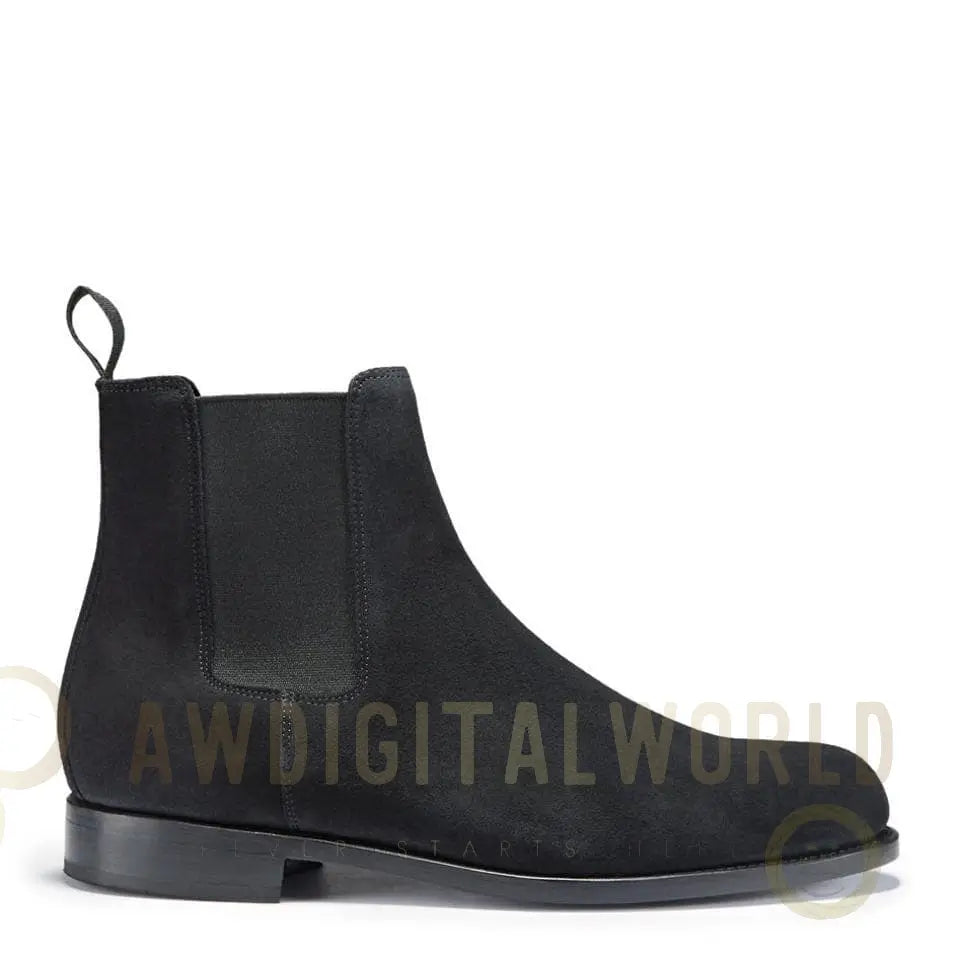 Black Suede Chelsea Boots, Welted Leather Sole Hugs & Co.