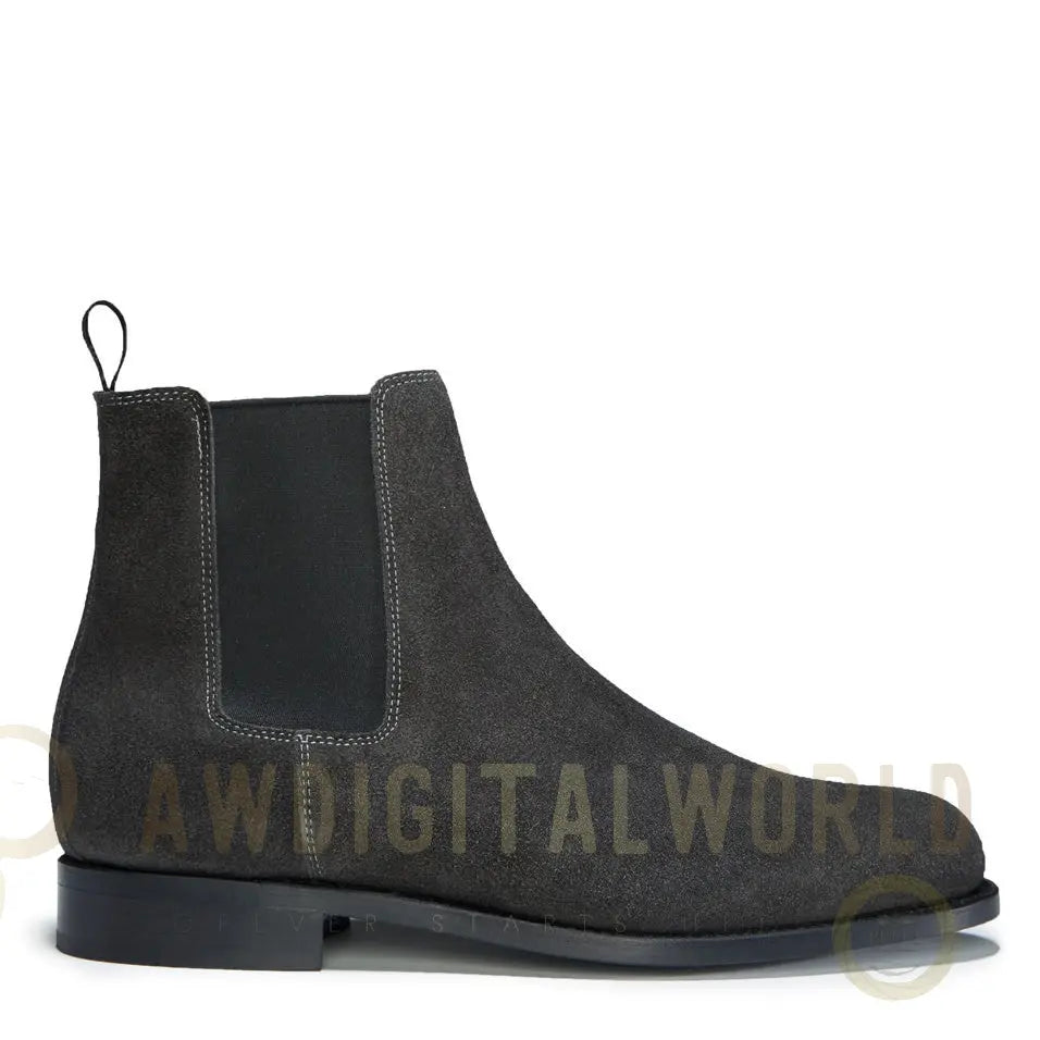 Grey Suede Chelsea Boots, Welted Leather Sole Hugs & Co.