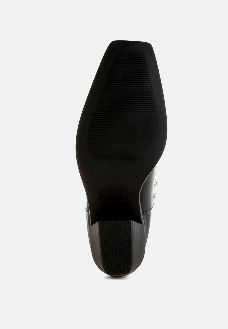 Equine Studded Embroidery Cowboy Boots London Rag