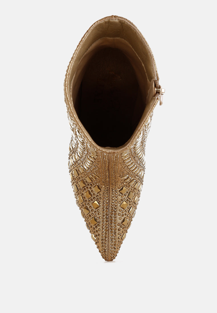 Frostin Pointed Toe Rhinestones Stiletto Boots London Rag