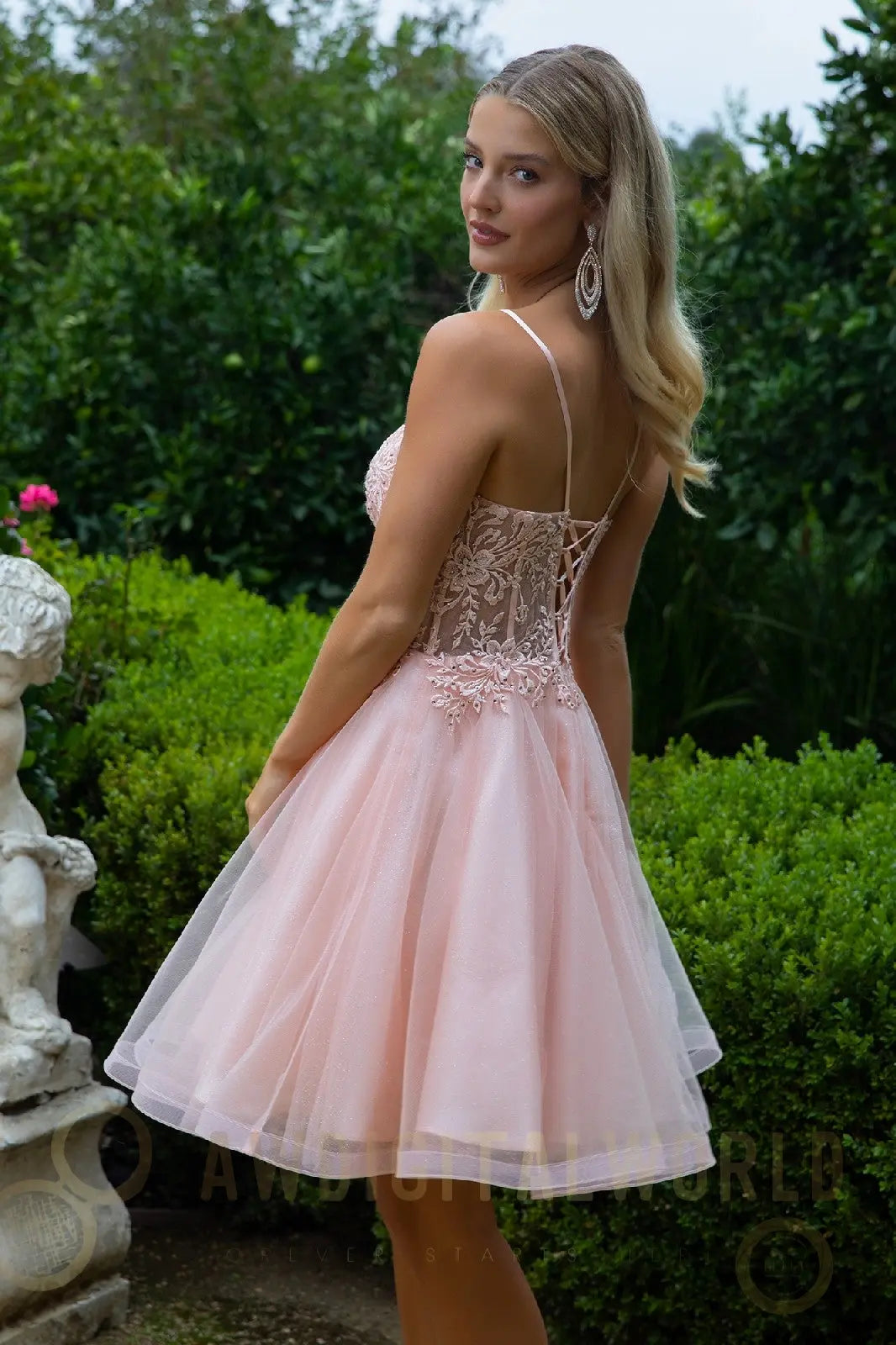 Floral Embroidery Embellished Glitter Mesh Sweetheart Neckline A-Line Homecoming Dress-1