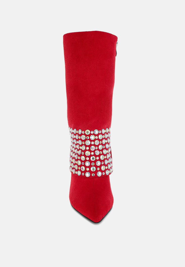 BASSO Party Diamante Studded Stiletto Boots-1