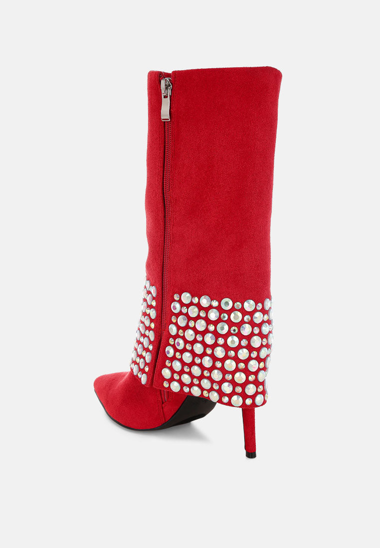 BASSO Party Diamante Studded Stiletto Boots-2
