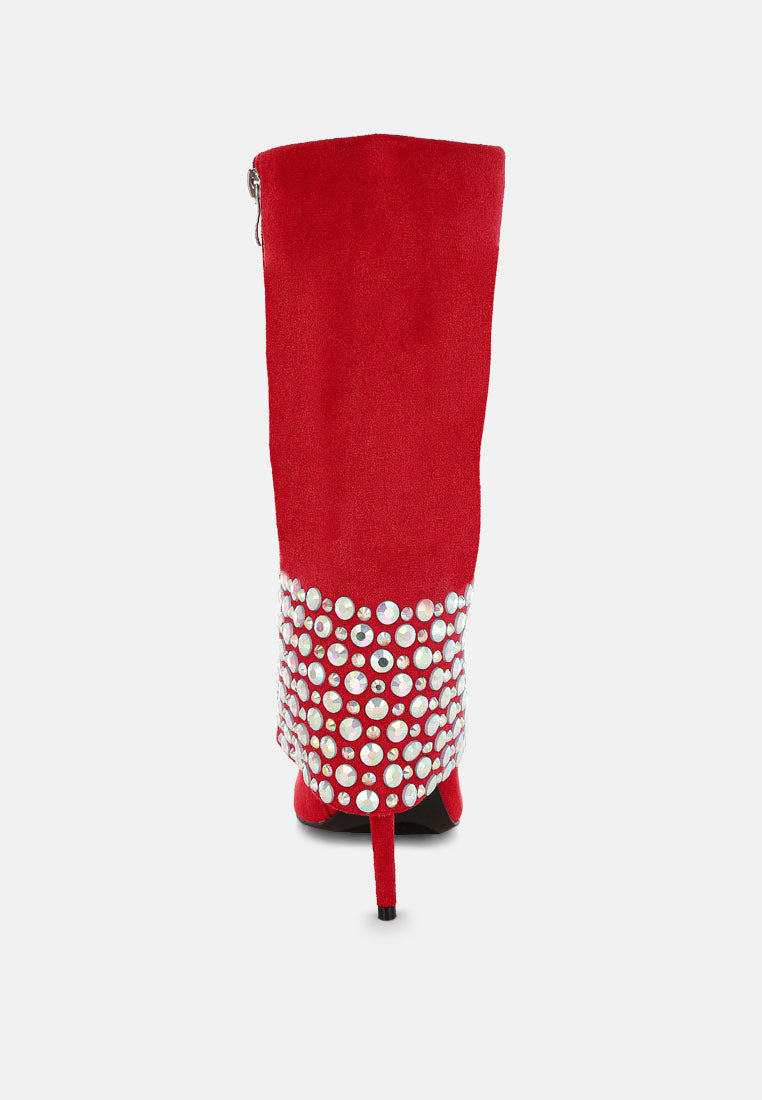 BASSO Party Diamante Studded Stiletto Boots-3