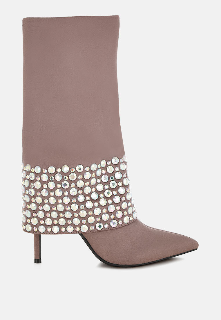 BASSO Party Diamante Studded Stiletto Boots-4