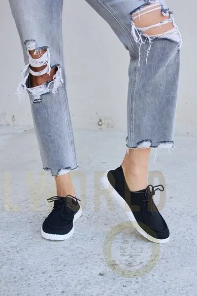 Forever Link Flat Round Toe Lace-Up Sneakers Andrew & Wendy