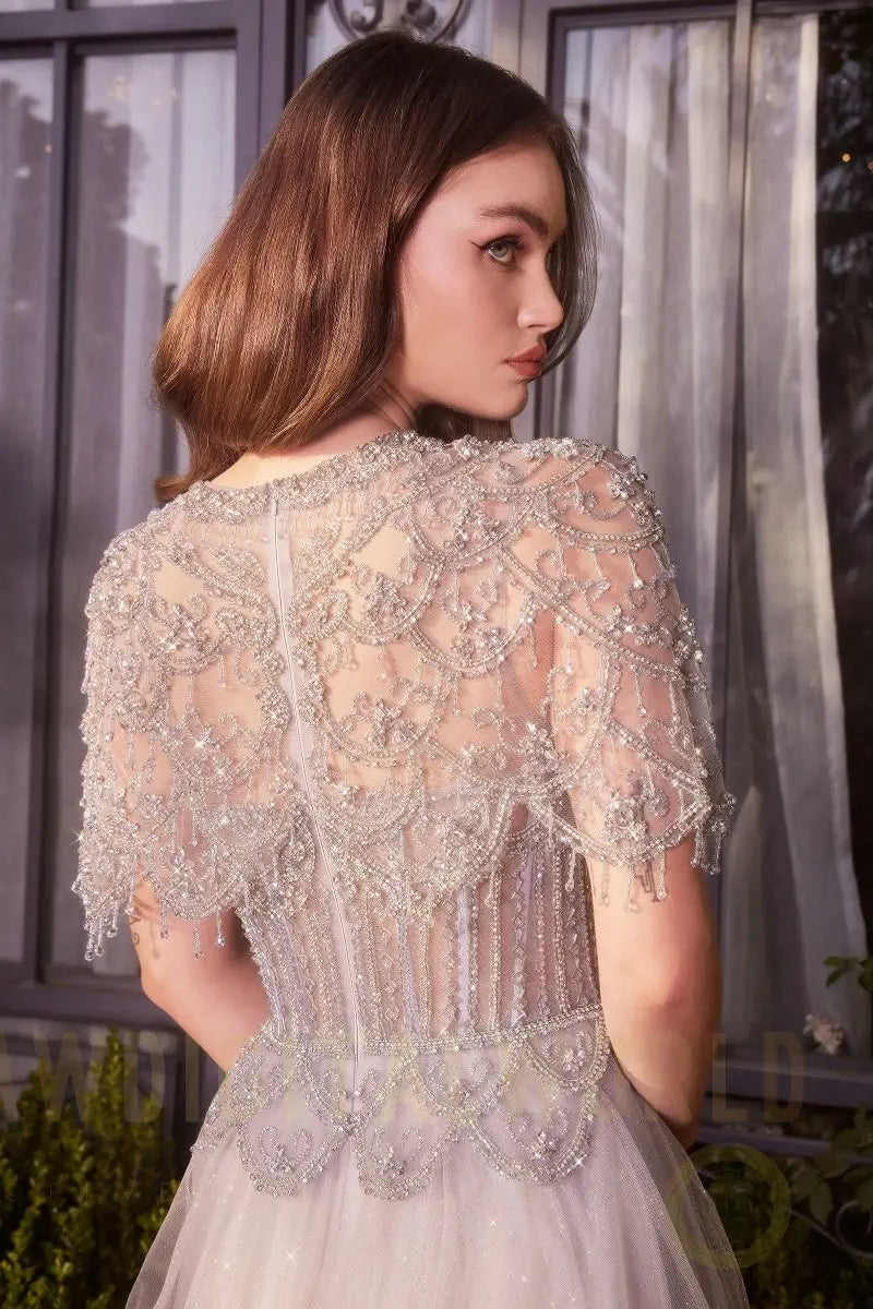 Capelet Crystal Bead Gown Tux-USA