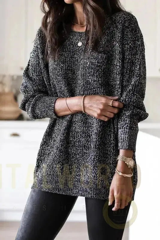 Black Glittering Tunic Sweater Fashionfitz