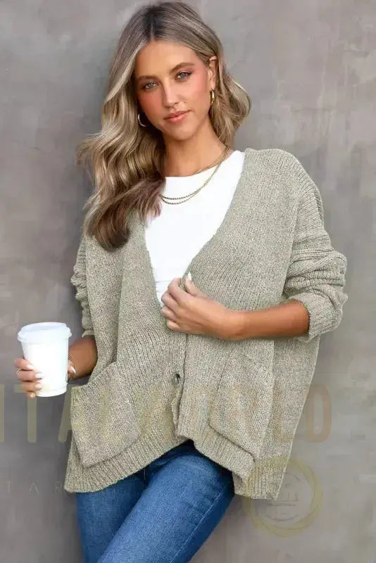Buttons Loose Sweater Cardigan Fashionfitz
