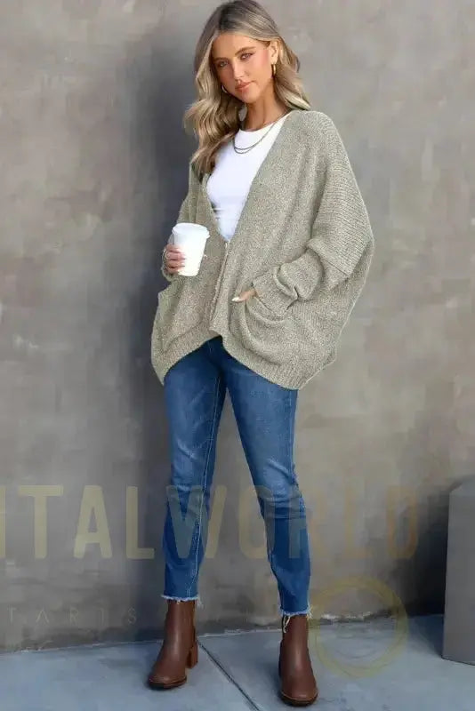 Buttons Loose Sweater Cardigan Fashionfitz