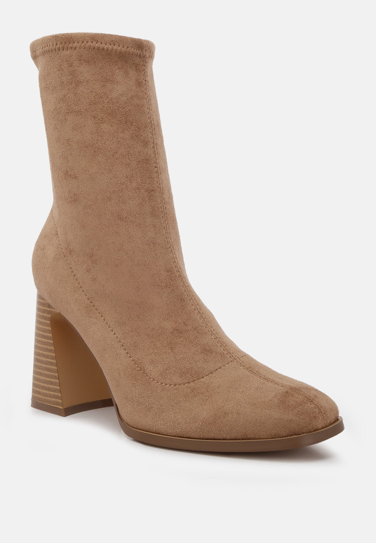 Candid High Ankle Flared Block Heel Boots-2