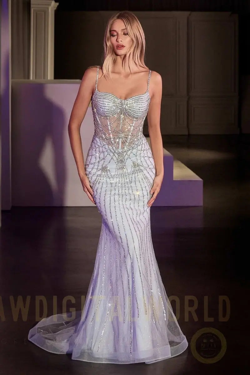 Fitted Pearl & Crystal Gown-0