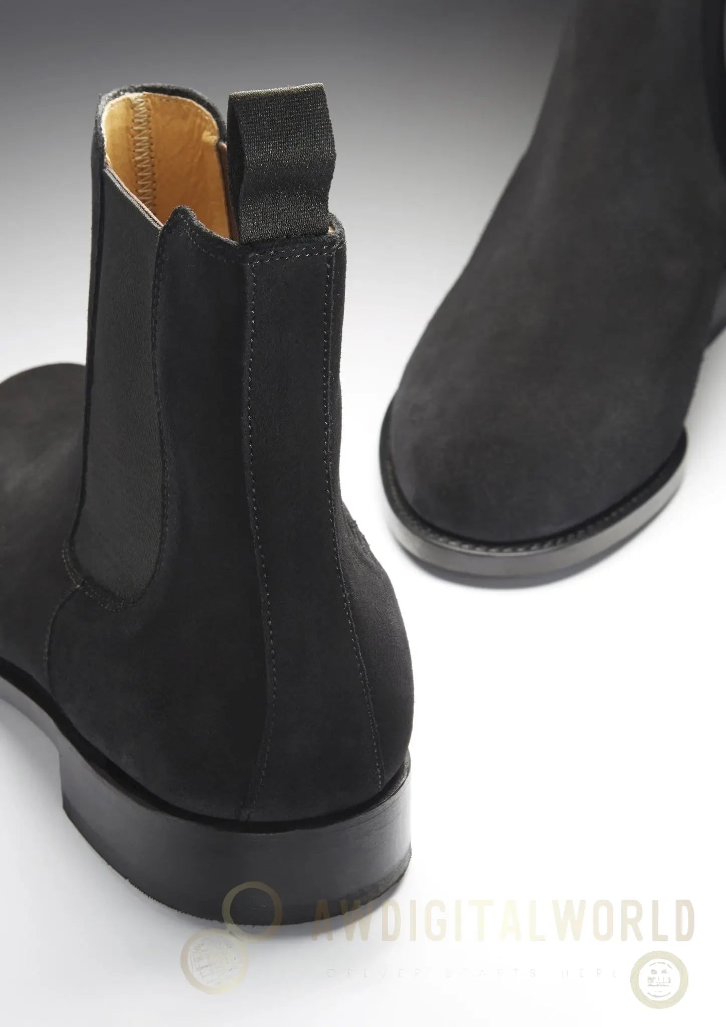 Black Suede Chelsea Boots, Welted Leather Sole Hugs & Co.
