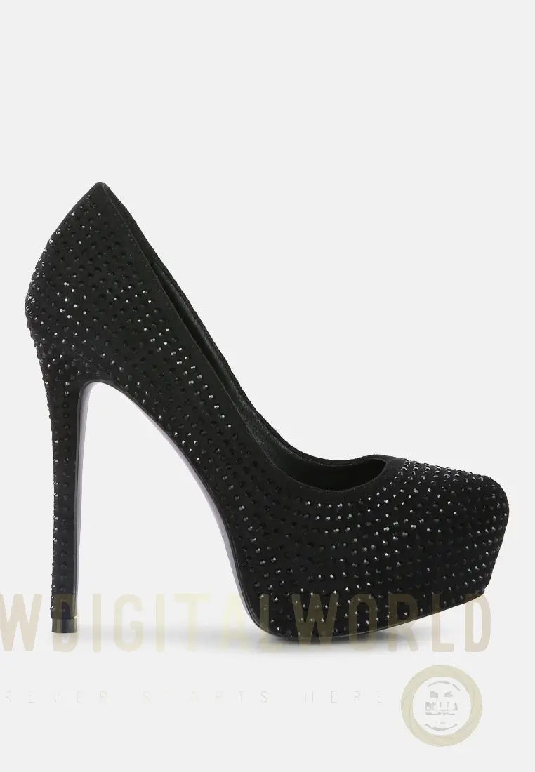 Clarisse Diamante Faux Suede High Heeled Pumps London Rag