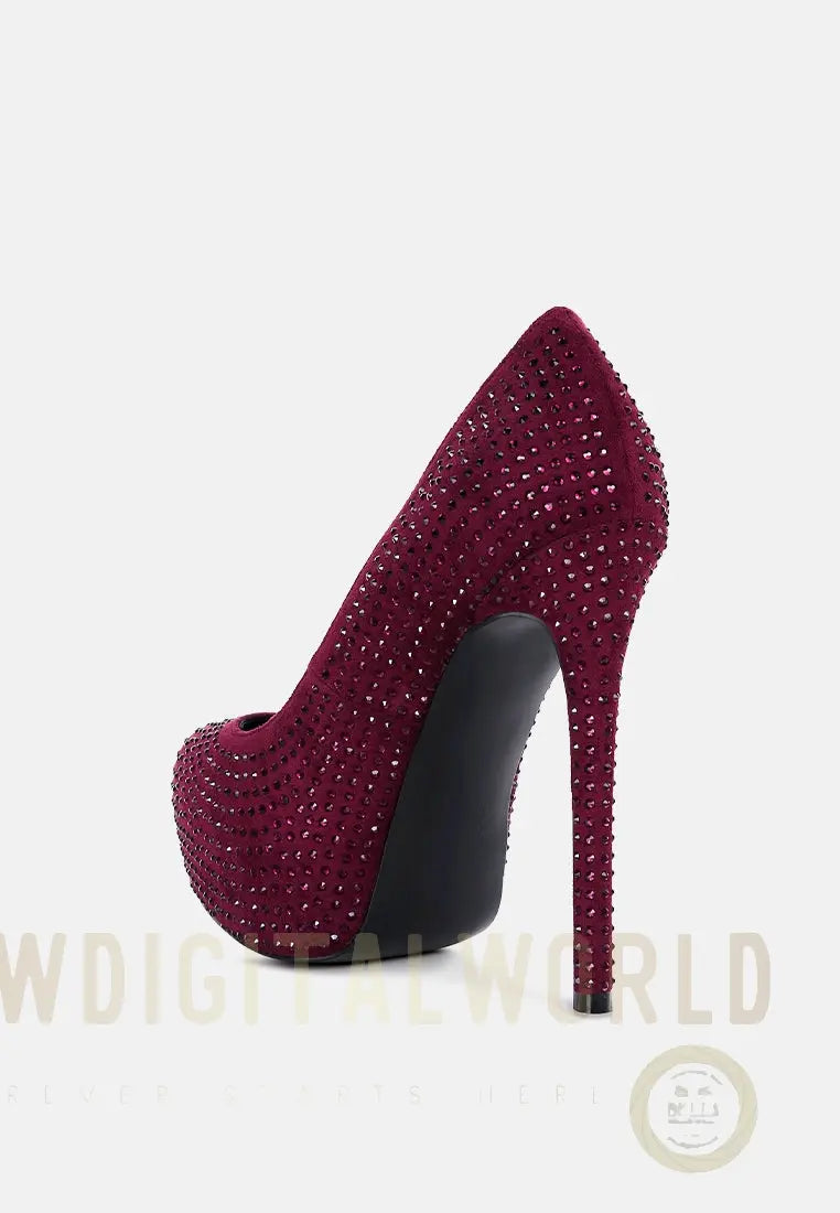 Clarisse Diamante Faux Suede High Heeled Pumps London Rag