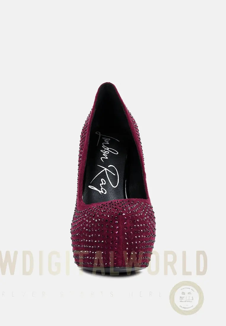 Clarisse Diamante Faux Suede High Heeled Pumps London Rag