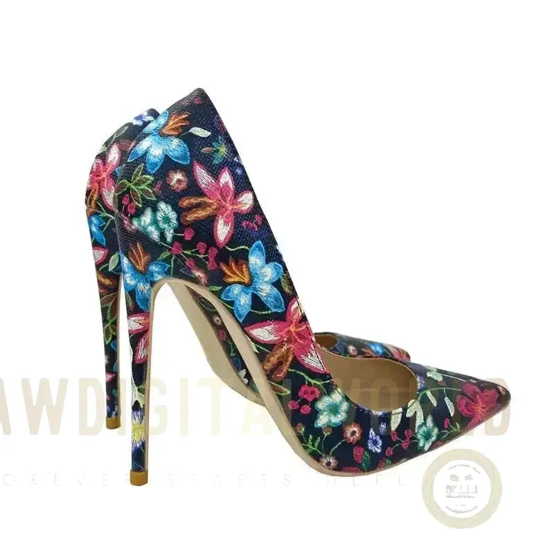 Embroidered Graffiti Stiletto High Heels Shoes Fashionfitz