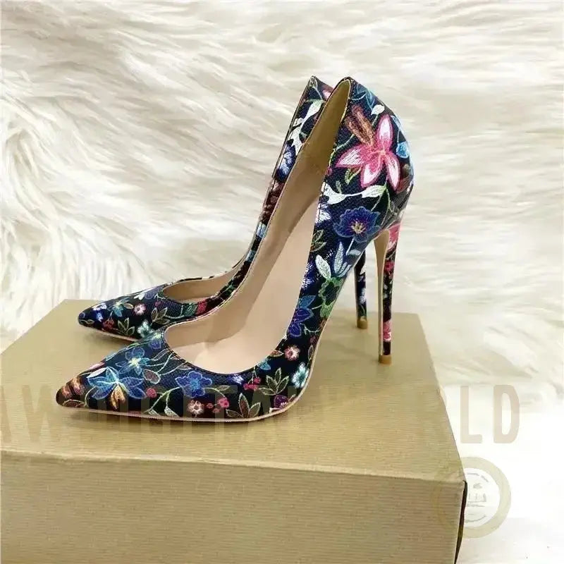Embroidered Graffiti Stiletto High Heels Shoes Fashionfitz