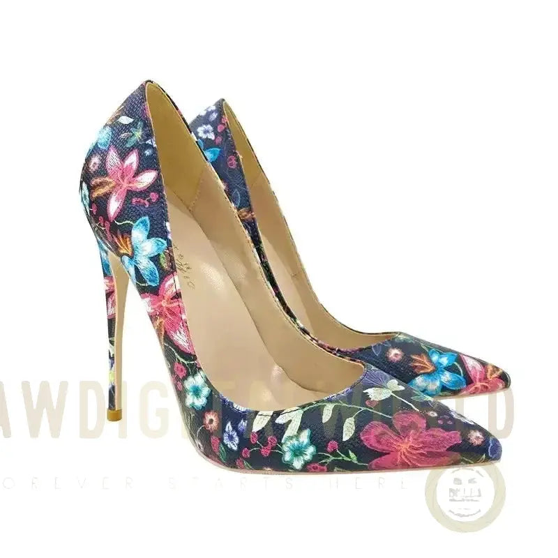 Embroidered Graffiti Stiletto High Heels Shoes Fashionfitz