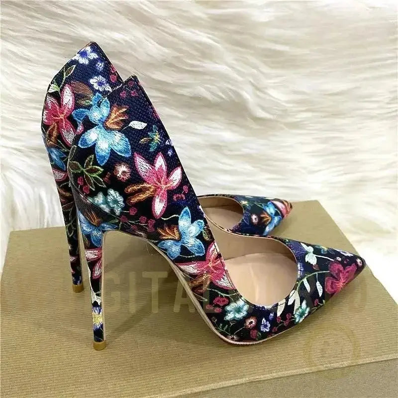 Embroidered Graffiti Stiletto High Heels Shoes Fashionfitz