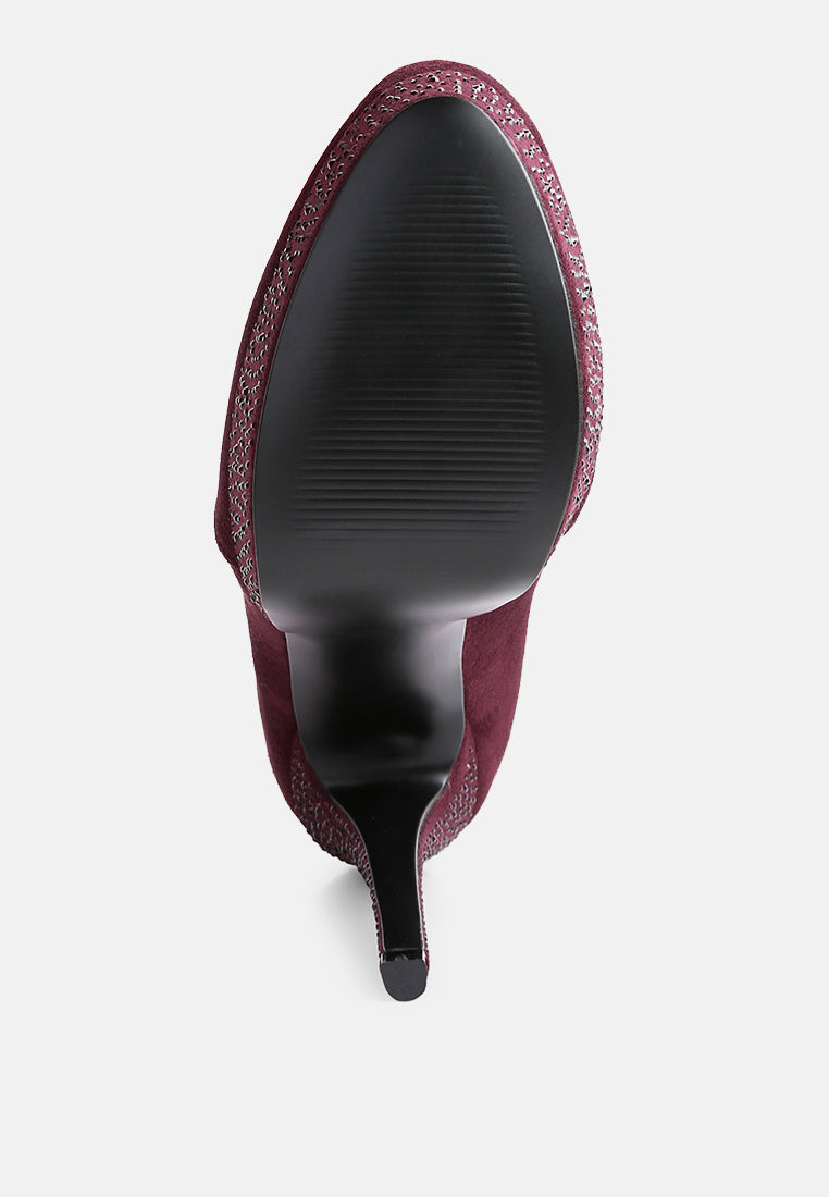 Espiree Microfiber High Heeled Ankle Boots London Rag