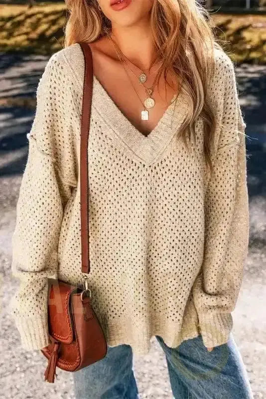 Eyelet Elegance Drop Sweater Fashionfitz