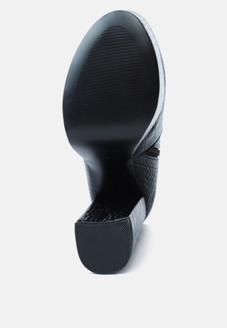 Feral High Heeled Croc Pattern Ankle Boot London Rag