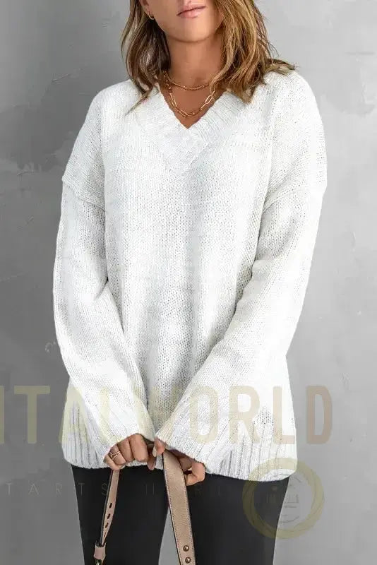 Gray Knit Loose Sweater Fashionfitz