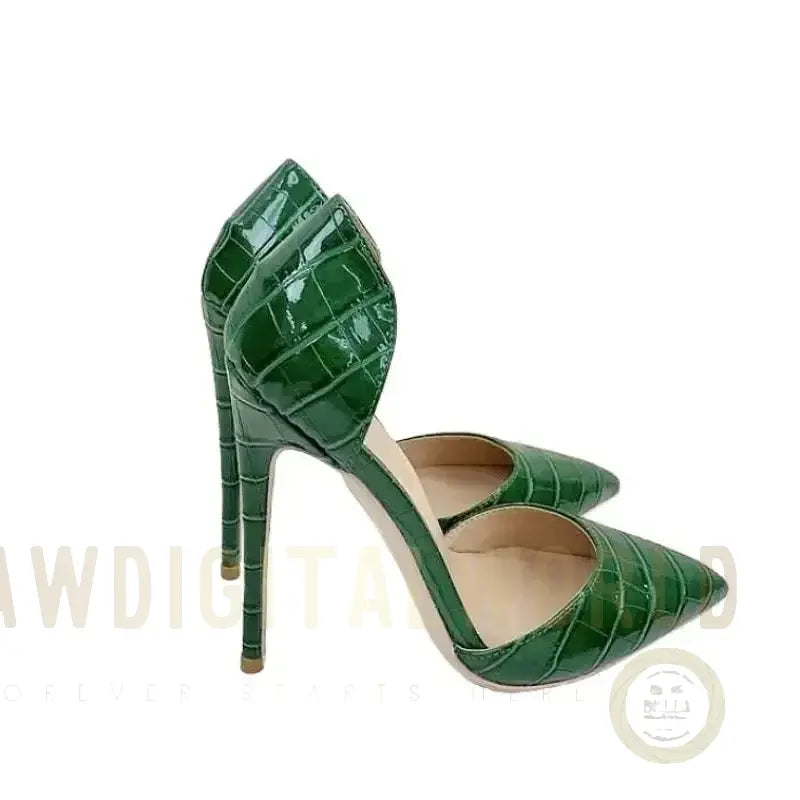 Green Crocodile Pattern High Heels Stiletto Shoes Fashionfitz