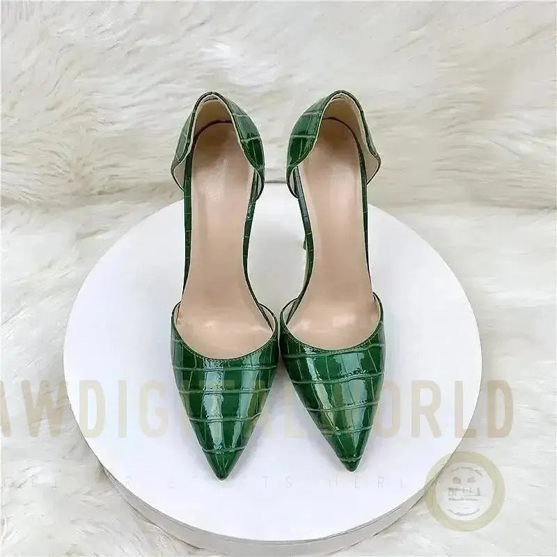 Green Crocodile Pattern High Heels Stiletto Shoes Fashionfitz