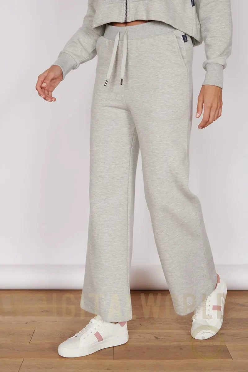 Eleanor Light Grey Loungewear Wide Leg Joggers Jeetly.com