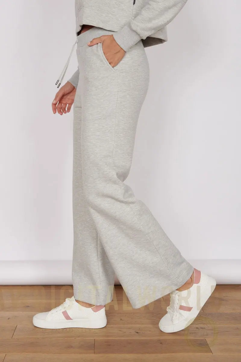 Eleanor Light Grey Loungewear Wide Leg Joggers Jeetly.com