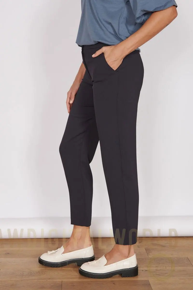 Fran Black Tapered Leg Tailored Trousers Jeetly.com