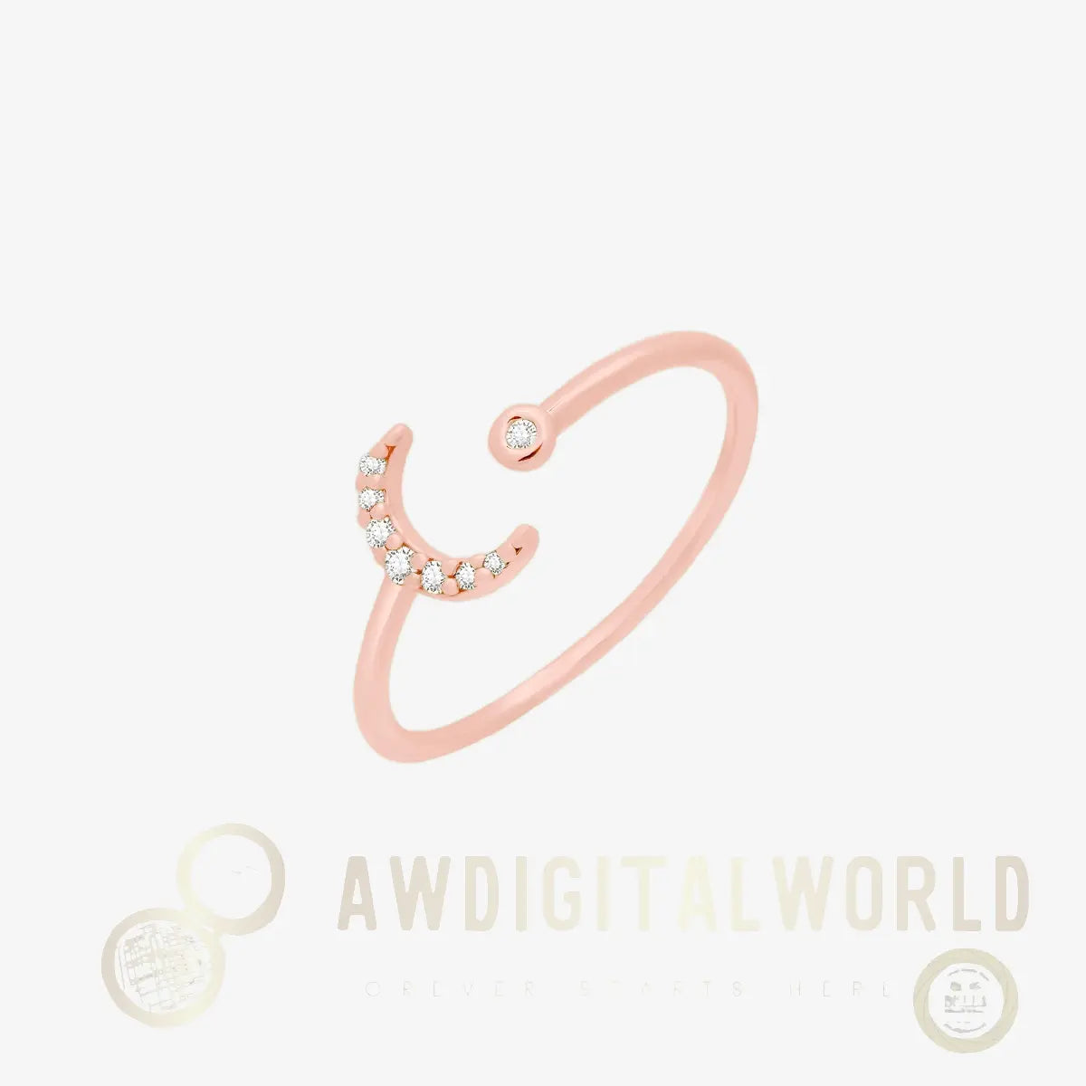 Cubic Crescent Moon Ring Nabi London