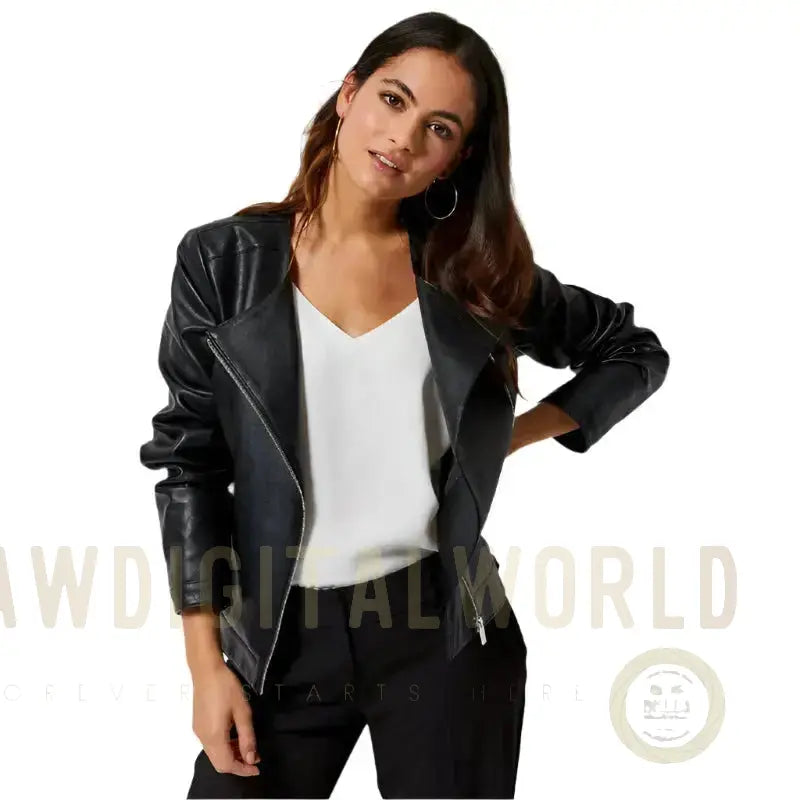 Women’s Petite Black Leather Jacket Riders Republic UK