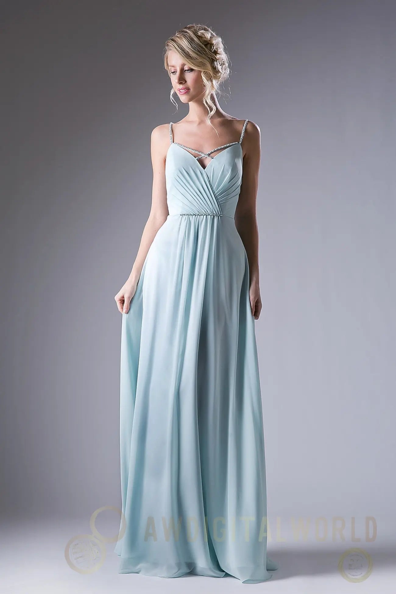 V Neckline With a Beaded Band Dress Tux-USA