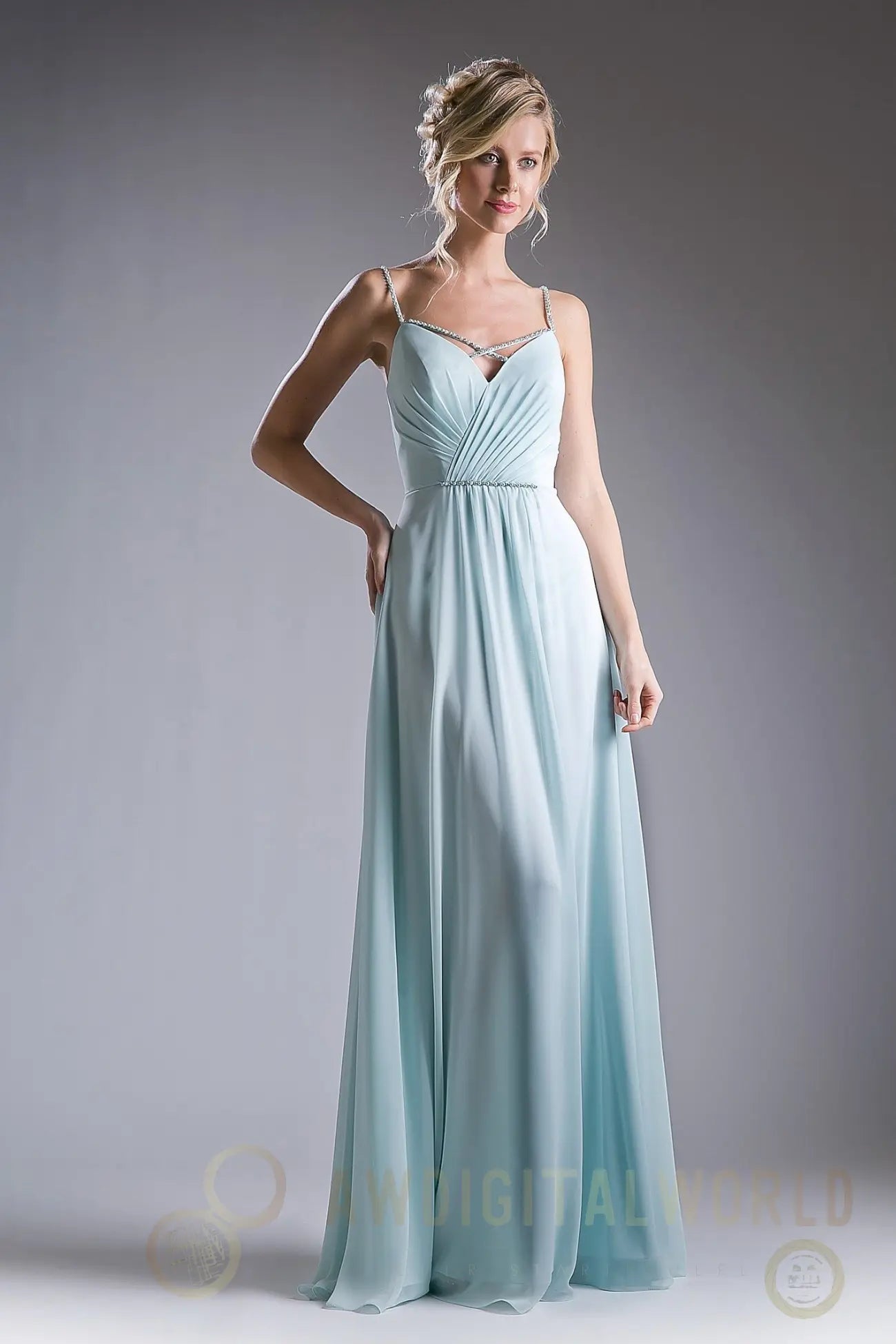 V Neckline With a Beaded Band Dress Tux-USA