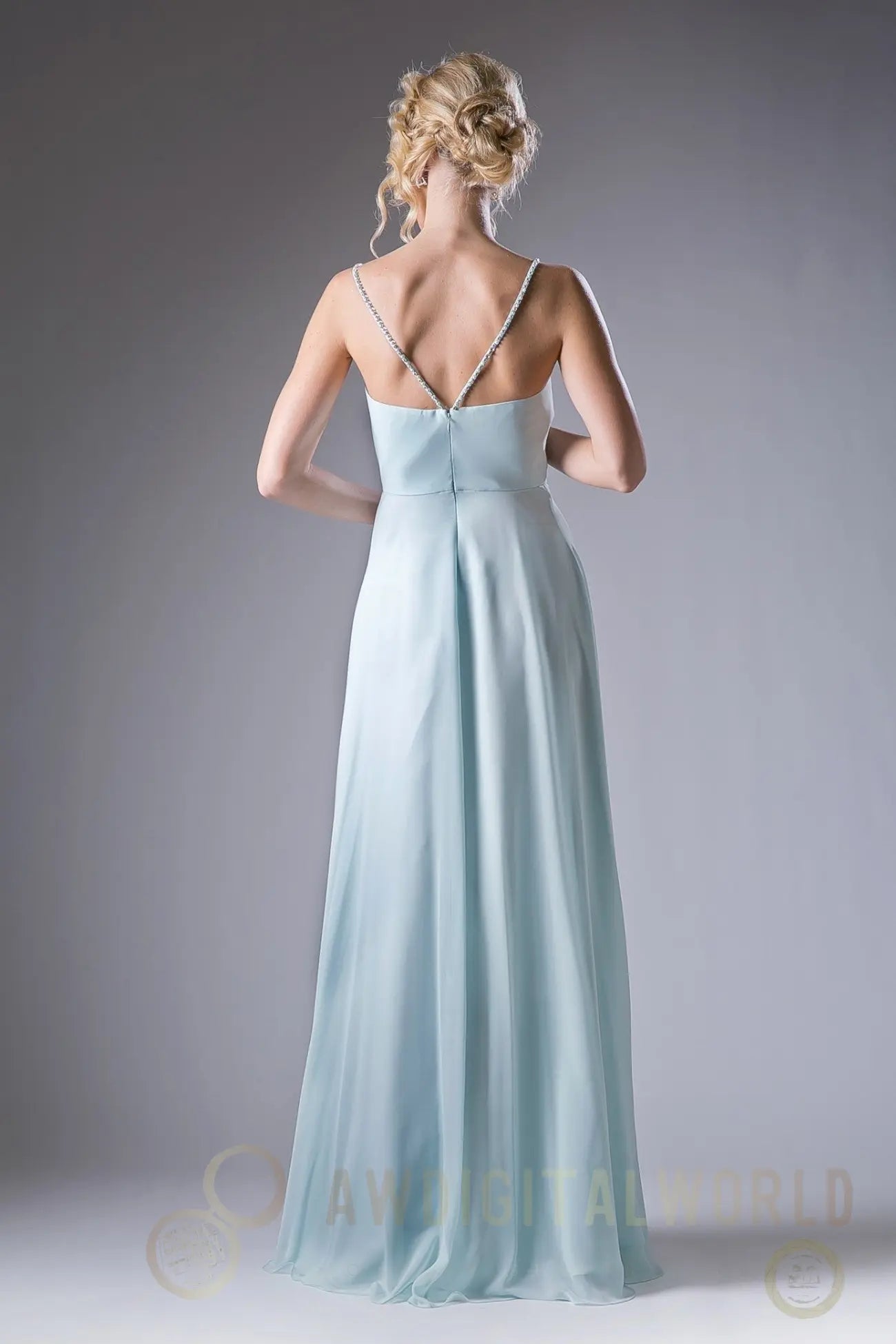 V Neckline With a Beaded Band Dress Tux-USA